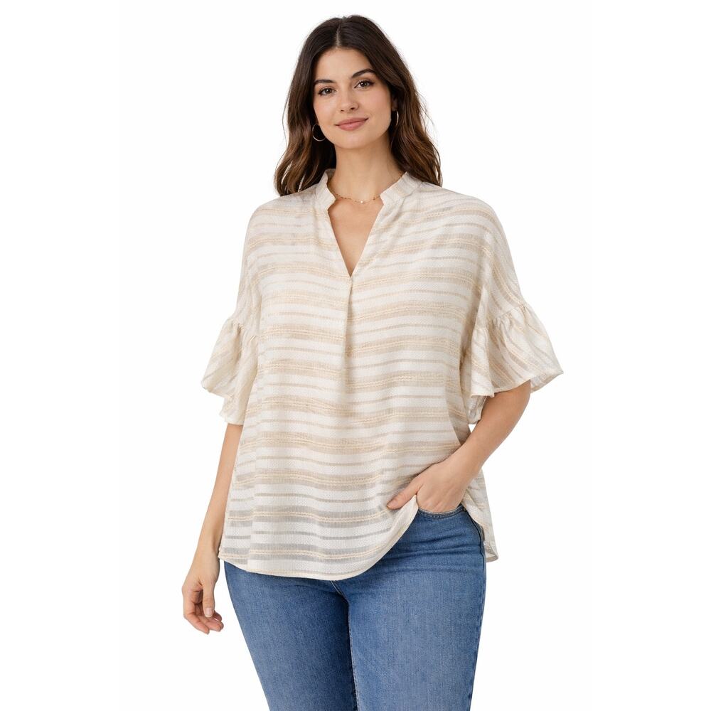 Sita Murt Cream Blouse Preppy Office Coastal Cotton Blend NEW Womens 42 US 10